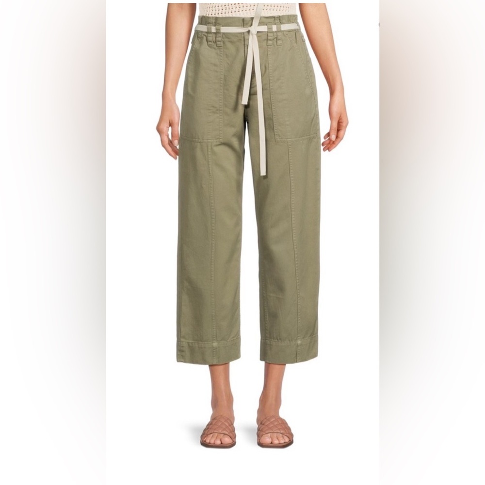 A.L.C. Augusta Paperbag Waist Pants Dusty Olive Straight Leg Size 0